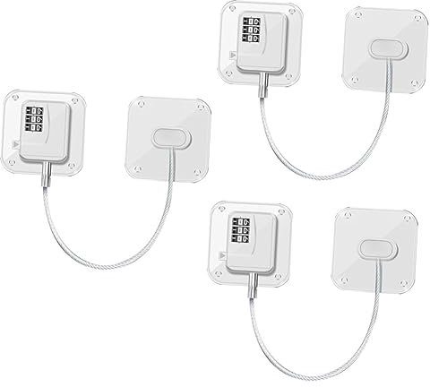ibasenice 3 Pièces Serrure De Réfrigérateur Verrouillage Par Mot De Passe Du Réfrigérateur Serrure à Code De Porte Tiroir Garde-manger Code Frigo Blanche Armoire Super Colle Métal
