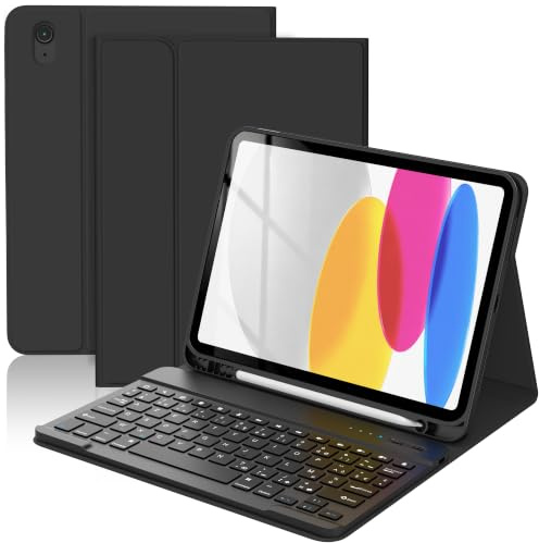 TQQ Coque Clavier pour iPad A16 11/10 Ème Generation | Clavier Bluetooth Magnétique Détachable pour iPad 11 2025/10.9 2022, AZERTY Layout Français