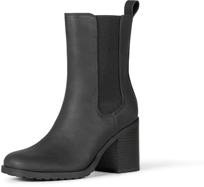 Amazon Essentials Bottes Chelsea à Talons, Hauteur Mi-Mollet Femme, Noir, 43 EU