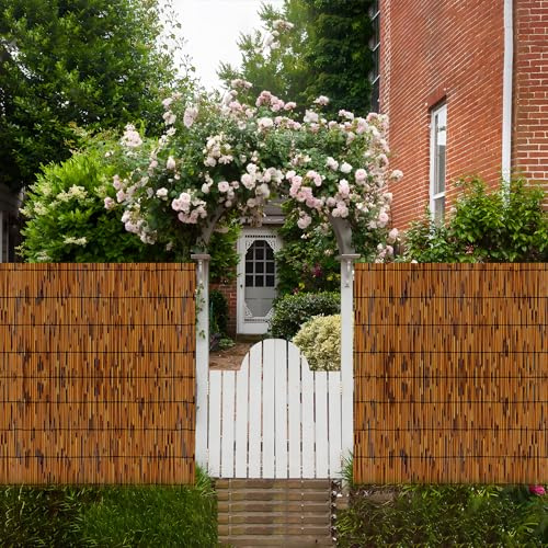 TENTONUP Natural Bamboo Reed Fence, 6FT x 16.4FT,Bamboo Fence Rolls 6 Feet High Outdoor for Garden, Decorative Fence for Outdoor Privacy Screening, Sun Blocking, Decorative Divider, Brown