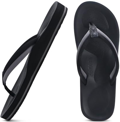 COFACE Chanclas Mujer Verano Playa Ortopedicas Comodas Comodas Tela Elegantes Sandalias de Dedo Piscina Sandalias Flip Flop Planas Caminar Ligera Abierta Antideslizante Zapatos Negro 37