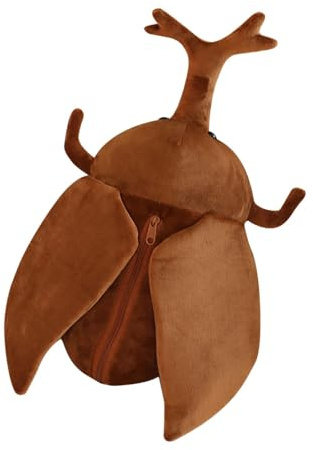 APLVFFZH Cute Plush Backpack Cartoon Lifelike Animal Casual Bag Plush Bag for Kids Adults, Rhinoceros Beetles