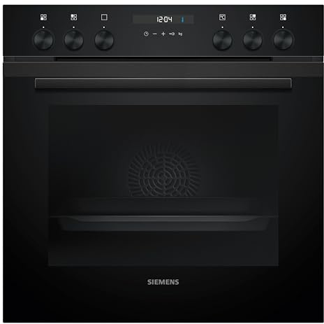 Siemens iQ500 Einbauherd 60 x 60 cm Deep black inox cookControl10 HE217GBB3 | Made in Germany, Hydrolytisch, Kindersicherung, 71 l Nutzinhalt, Schnellaufheizung, Weißes LCD-Display mit Drehknebel