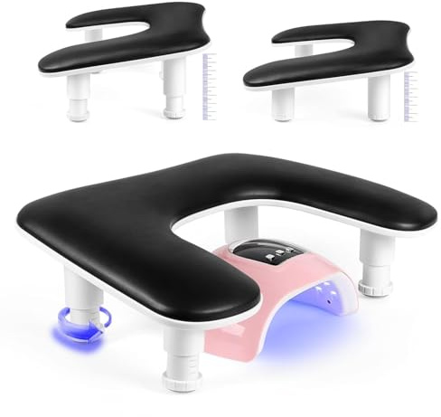 Maniküre-Nagel-Armlehne für die Hand: U-förmige höhenverstellbare Leder-Handauflage – schwarze Handauflage für Nagelkunst-Liebhaber, Nagelkunst-Salon（Schwarz）