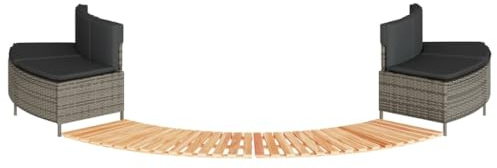 vidaXL Whirlpool-Umrandung Grau Poly Rattan und Massivholz Akazie, Whirlpool Einfassung, Polyrattan Umrandung Whirlpool, Whirlpool Sitzbank