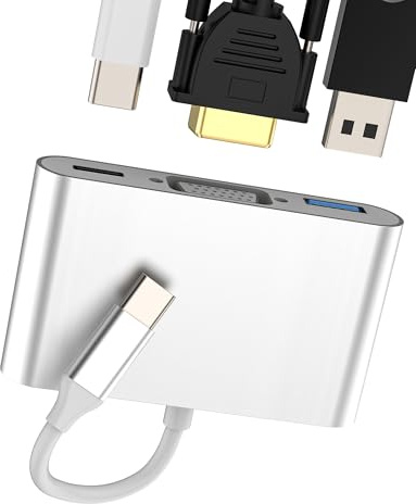 USB C auf VGA Adapter (3in1) USB OTG 3.0 Multiport Hub Typ C Ladekabel für Apple MFi Certified Android Macbook Video Display Port Projektor Adapter für iPad für iPhone 16 15 pro max Zubehör