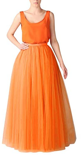 Falda de tul para mujer, vestido largo de princesa, falda de dama de honor, fiesta, monocolor, cintura alta, tejido de rejilla, tutú, falda de baile, falda de ballet, enagua para carnaval con