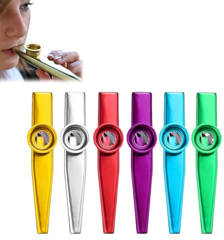 dinghaole 6 Stück Kazoo Instrument, Kazoo Set aus Metall, Kazoo Membran Musikinstrumente, Geeignet für Kinder, Erwachsene und Musikanfänger, Kazoo Bunt fur Kinder Party Favors Geschenke