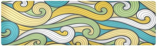 ZRWLUCKY Sottopentola con linee ricce colorate per piatti caldi, decorativo, tappetino protettivo dal calore e runner da tavola impermeabile per piatti caldi, 90 x 30 cm