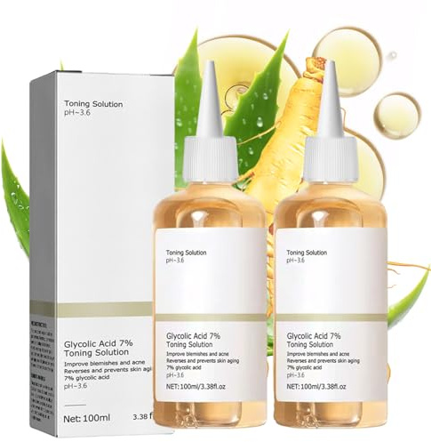 2 Stück Glycolic Acid Toner, Glycolic Acid 7%, Glykolsäure Peeling 7%-Ige -Lösung für Porenbehandlung, Hautunreinheiten und Akne, Toner Suitable for Combination and Oily Skin,Verjüngt Ihre Haut (2)