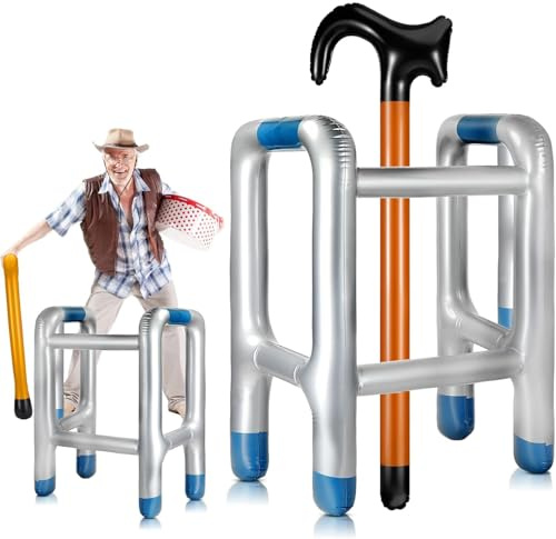 BSTDAYEVER Aufblasbarer Rollator Aufblasbar Gehhilfen Spazierstock Sicher | 92cm Geruchlos Gehstock Aufblasbare Ungiftig Nicht Leicht zu Brechen für Geburtstag Karneval Jede Party(ab 14 Jahren)