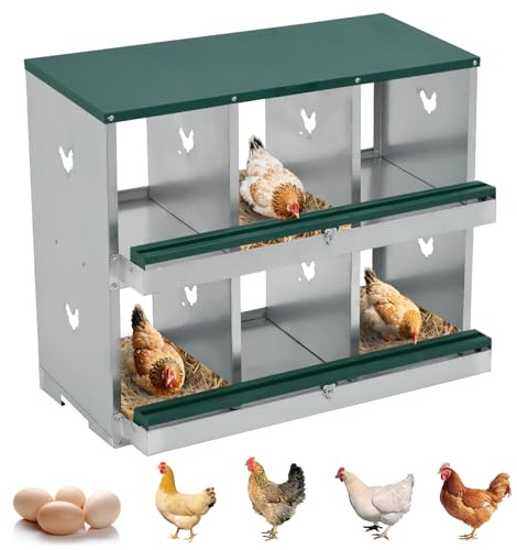 GarveeLife Hühner Nistkästen zum Eierlegen 6 Fächer Nistkästen zum Sammeln & Schützen von Eiern Hühner Legeboxen für Hühner