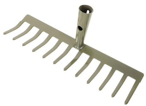 POPETPOP Rastrillo De Jardín Metálico De Tínes Herramienta De Jardinería Ergonómica para Remover y Hierba Rastrillo De Reemplazo Sin Mango para y