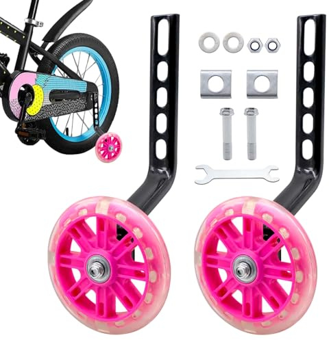 Stützräder,Fahrrad Stützräder für Kinder, für 12 14 16 18 20 Zoll Kinderfahrrad, Trainingslaufräder, Sicherheitsstützräder, Rosa