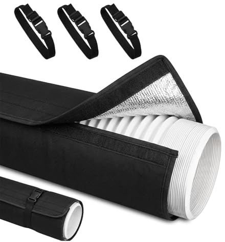 YumiTrek Funda de aislamiento portátil para manguera de aire acondicionado, cubierta de manguera aislada portátil para manguera de escape de 5 y 5.9 pulgadas de diámetro, ligera y fácil instalación