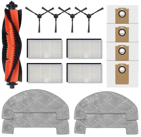 MS1 MAX Accessories for MONSGA MS1 MAX Vacuum Cleaner, Includes 1 Main Brush, 4 Side Brushes, 4 Wipes, 4 HEPA Filters, 4 Dust Bags, Reusable Accessory Set