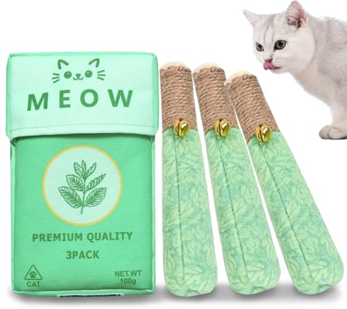 XIEXIESHER Giocattolo per Gatti, 3 Pezzi Gioco Gatto con Erba Gatta,Giocattolo di Erba Gatta, Toys da Masticare per Gatto, Giocattolo Catnip, Giocattoli per Gatti Eccitanti, Media e Grande Taglia