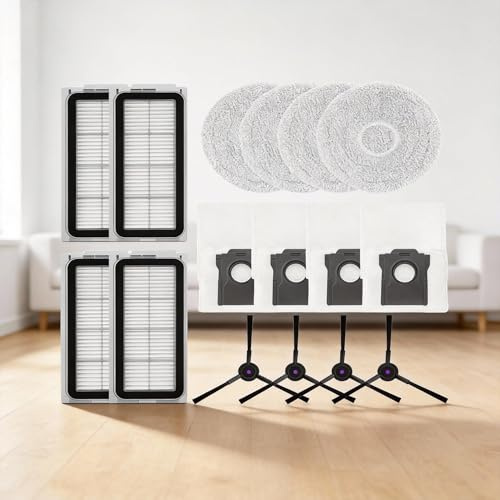 Kit de piezas de repuesto para Cecotec para Conga para X50 / para X50 para X-Treme Robot Aspirador, incluye 4 filtros, 4 fregonas, 4 bolsas, 4 cepillos, se adapta a los modelos Cecotec (A)
