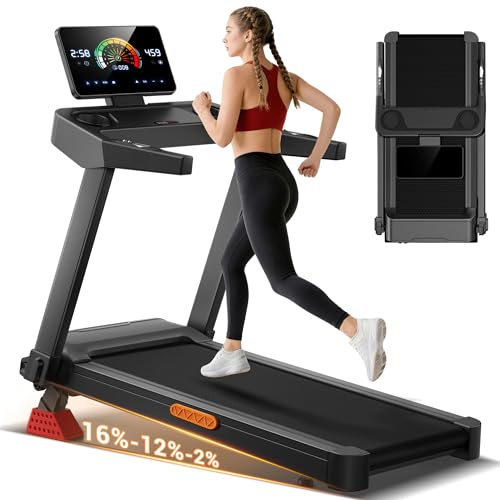 LONTEK Tapis de Course Pliable Inclinable 16%, 14KM/H, 3,5CV, Max 180KG