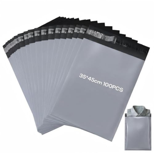 KOMABLEN 100 Pièces Enveloppe Plastique Expedition 35x45cm | 120 Micron Autoadhésive Emballage Colis Vinted, Opaque Imperméable, Pochette Colis Enveloppe Borse pour Vêtements, Chaussures