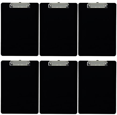 Trade Quest Plastic Clipboard Opaque Color Letter Size Low Profile Clip (Pack of 6) (Black)