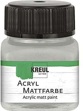KREUL 75237 - Acryl Mattfarbe, silber im 20 ml Glas, cremig deckende, schnelltrocknende Farbe auf Wasserbasis, für viele verschiedene Untergründe geeignet