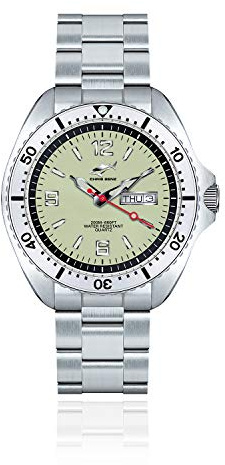 CHRIS BENZ ONE Man 200M Taucheruhr mit Metallband, Signalbojengelb