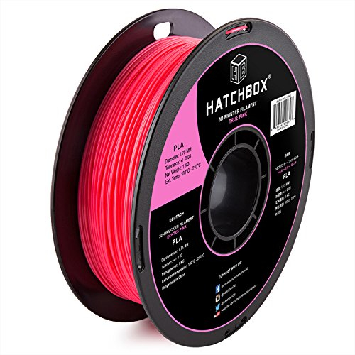 HATCHBOX PLA Filament für 3D Drucker - 1,75 mm pink 1 kg Spule - MakerBot RepRap MakerGear Ultimaker UVM.