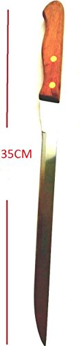 Couteau de cuisine à jambon tranchant Serrano en acier 37 cm de long mince pour découper les tranches de bœuf, de dindon, de poulet, de saumon, de poisson
