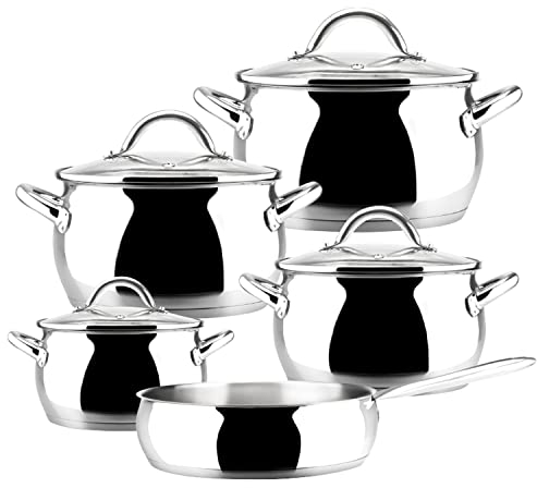 Magefesa - Kuchen batería de cocina, 9 piezas, Elementos 5 Piezas, Acero Inoxidable, Multicolor