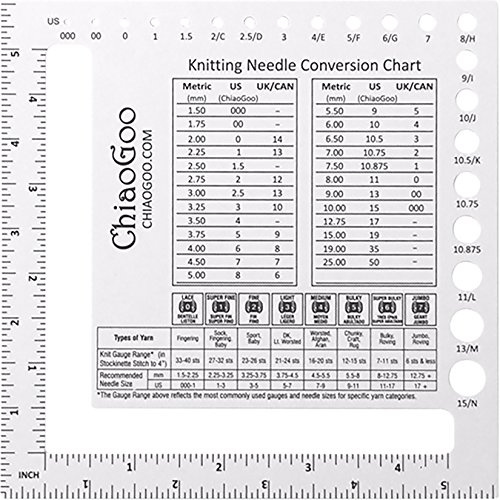 ChiaoGoo Swatch & Needle Gauge 5.5-
