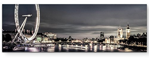 Paul Sinus Art Leinwandbilder | Bilder Leinwand 120x40cm London in der Abenddämmerung