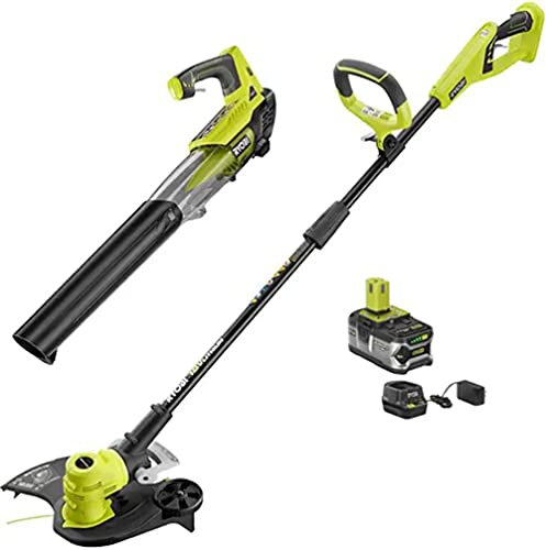 Ryobi 18V Li-Ion Cordless 13 String Trimmer/Edger and Jet Fan Blower Combo Kit with Battery and Charger