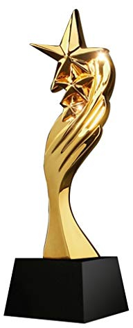Pokale, Medaillen Auszeichnungen Resin Trophy Metall Creativ Trophy Custom Fünfzackigen Stern Trophy Vergoldete Kristalltrophäe Custom (Color : Gold, Size : 8 * 8 * 28cm)
