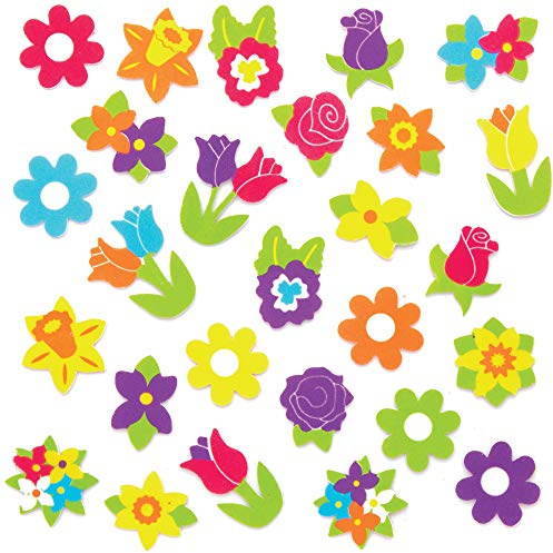 Baker Ross Moosgummi-Aufkleber „Frühlings-Blumen“ für Bilder Collagen und Karten (Packung mit 120)