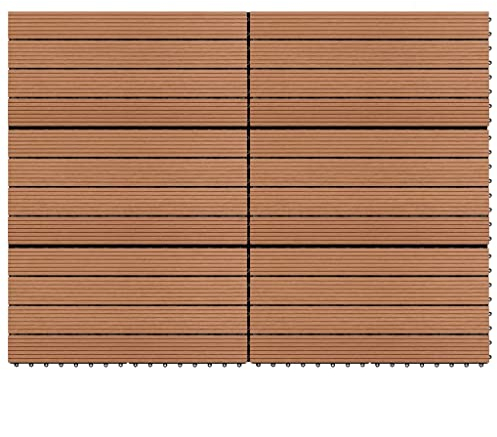 vidaXL 6x WPC Fliesen Terrassenfliesen Holzfliese Fliese Balkon Bodenbelag Gartenfliese Klickfliesen Balkonfliese 60x30cm 1m² Braun