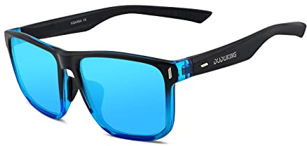 DUDUKING Polarisierte Sonnenbrille Herren Damen, Retro Vintage Fahrrad Sonnenbrille Unisex Fahrradbrille Sports Brille Sunglasses UV400 Schutz Blau