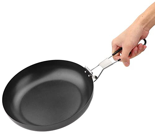 Cyrank Grillpfanne Gusseisen, Bratpfanne Mit Klappgriff, Camping Picknick Pfanne Bratpfanne Geschirr, Topf Für Gaskocher, Pfanne Grill Cast Iron Pan Camping
