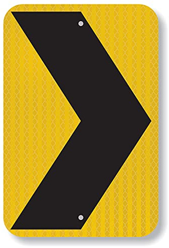 SmartSign 18 x 12 inch Chevron Right Arrow MUTCD-Compliant Metal Sign, 63 mil Aluminum, 3M Laminated High-Intensity Grade Reflective Material, Black and Yellow