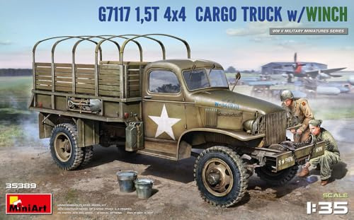 MiniArt 35389 1:35 US Transport-LKW G7117 Winde (2)-originalgetreue Nachbildung, Modellbau, Plastik Bausatz, Basteln, Hobby, Kleben, Modellbausatz, Zusammenbauen, unlackiert