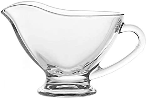 YUHUAWF Gravy Boat 2Pcs Clear Glass Gravy Boat Sauce Boat Seasoning Saucer Jug Western Tableware for Salad Dressings Creamer Dessert Cup Ergonomic Handle