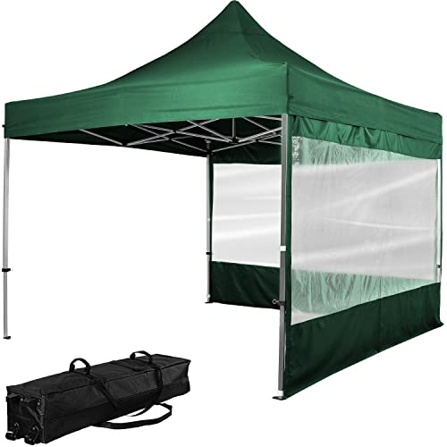 INSTENT Alu-Pavillon 3 x 3 m Pro wasserdicht UV Schutz 50+, grün mit 2 Seitenteilen