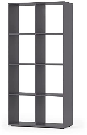 Vicco Raumteiler Scutum, stehendes Bücherregal, Grau, 72 x 143 cm