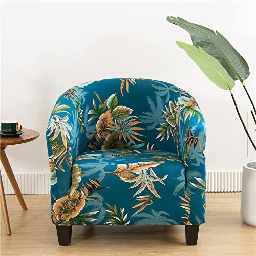 Highdi Sesselbezug Sesselhusse Stretch Sesselschoner Klassisch Club Chair Sesselüberwurf, Waschbar Abnehmbar Universal Sofabezug für Einzelsofa, Clubsessel, Cocktailsessel (Monstera)