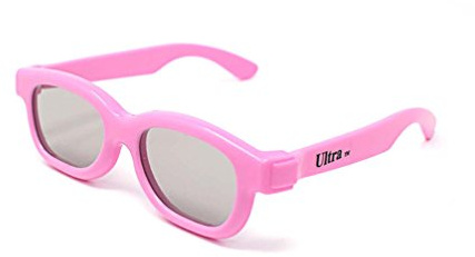 Ultra 5 Pink Childrens Passive 3D Glasses Kids for Use with all Passive TVs Cinema Projectors and RealD Films Movies Circular Polarised 3D Glasses Passive Kids Movies Cinema 3D Glasses