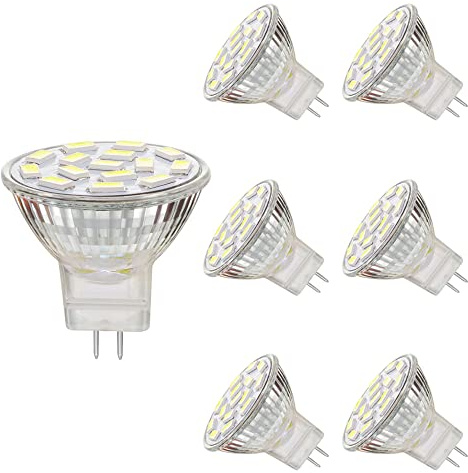 MR11 GU4 3.5W LED Light Bulbs, Equivalent to 25-35W Halogen Lamps, 12V,350LM, Non-dimmable,120°Flood Beam, Recessed Lighting, Track Lighting,Cool White,6000K,6pcs