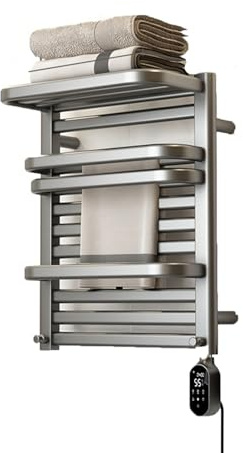 Scaldasalviette,Termoarredo Elettrico Parete Asciugabiancheria 75W Asciuga Elettrico Portatile Scaldasalviette Elettrico Con Termostato Caldasalviette Elettrico Da Bagno 650mm*450mm,Bianca,right