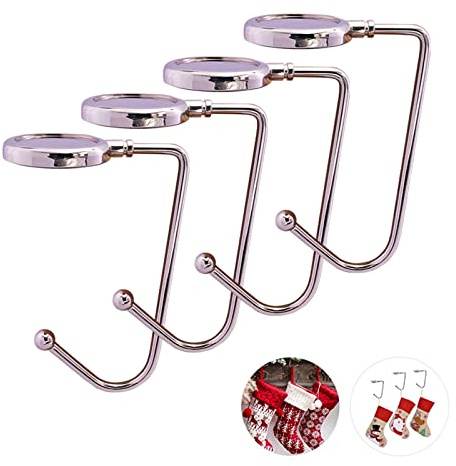 Kungfu Mall 4 x Weihnachtsstrumpfhalter - Haken für Kamin, Kaminsims - Clips und Griff für Weihnachts-Party-Dekoration