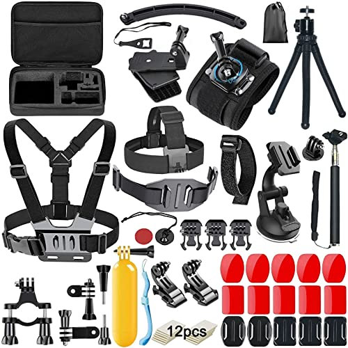 YUSHIHU 58-In-1 Action Camera Accessory Kit Compatible with GoPro Hero 11 10 9 8 7 6 5 4 Max Fusion Session Black Silver Insta360 DJI OSMO SJCAM APEMAN etc,New Upgraded Octopus tripod