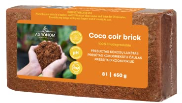 Agronom | Terriccio in Fibra di Cocco per Aiuole Rialzate e Piante - 650g (8l) | 100% Naturale-Biologico | Terriccio per Orchidee | Terriccio Universale - per Bonsai, di Cactus, di Palma
